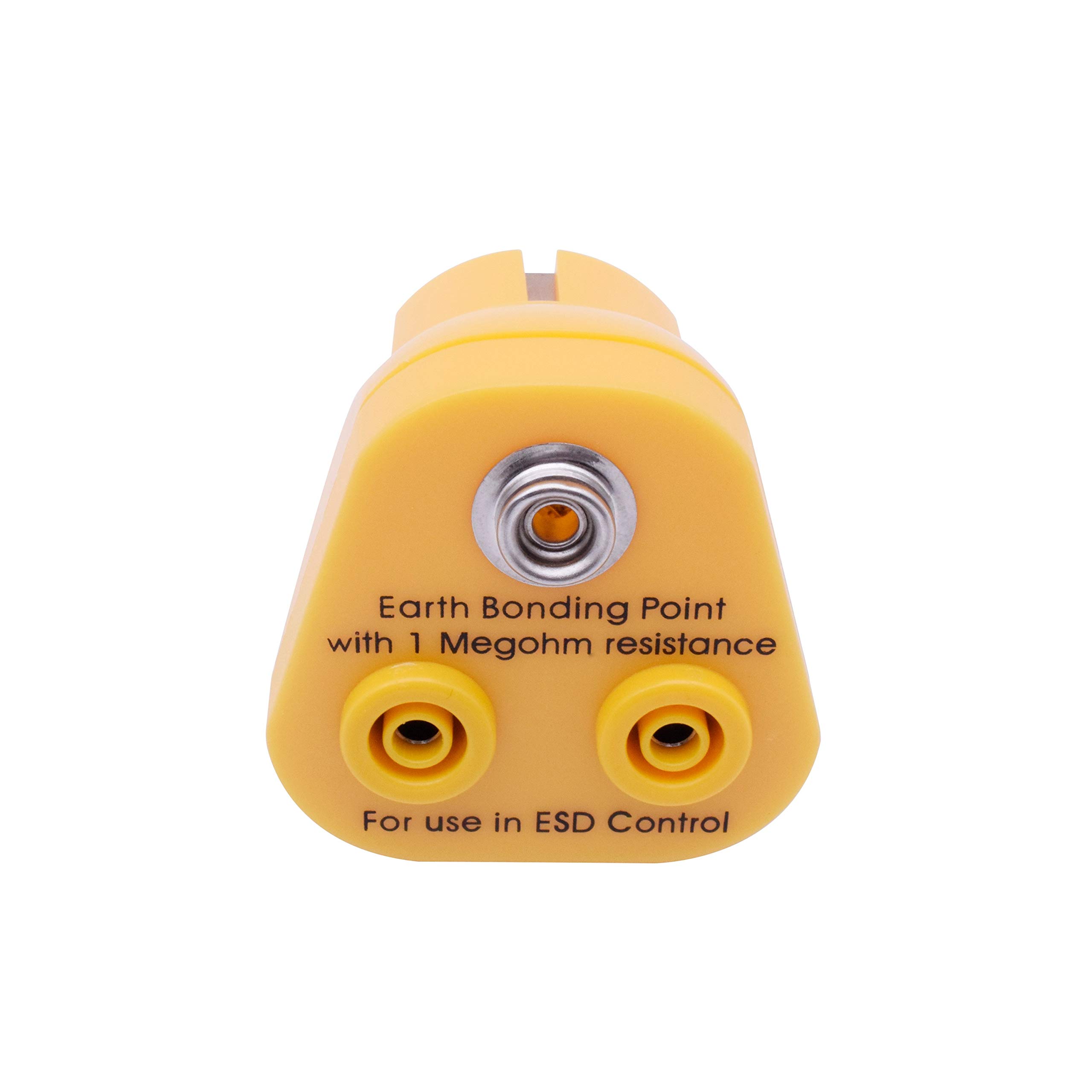 QUADRIOS GmbH ESD earthing plug, 2 x banana sockets, 1 x 10 mm push button, earthing building block, protective contact plug, professional antistatic accessories (standard compliant EN 61340-5-1)