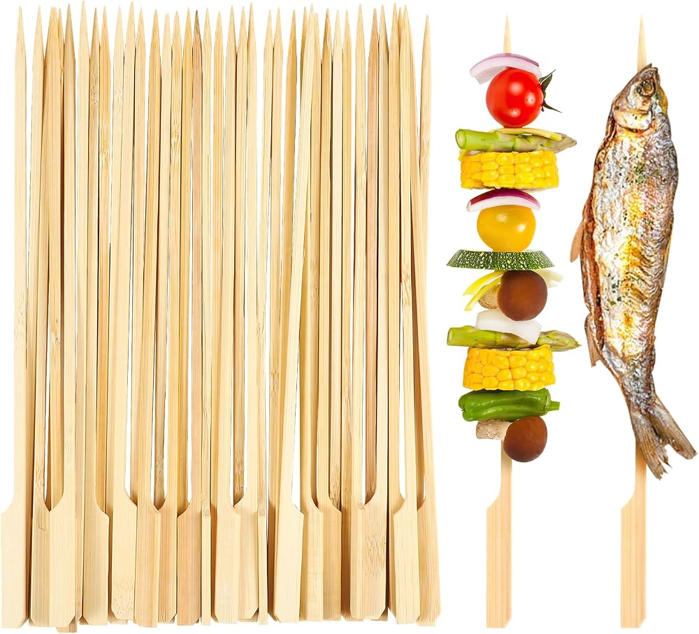 Lanjue 200 Pieces Bamboo Paddle Skewers 25CM Flat Burger Sticks