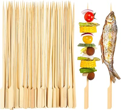 Lanjue 200 Pieces Bamboo Paddle Skewers 25CM Flat Burger Sticks