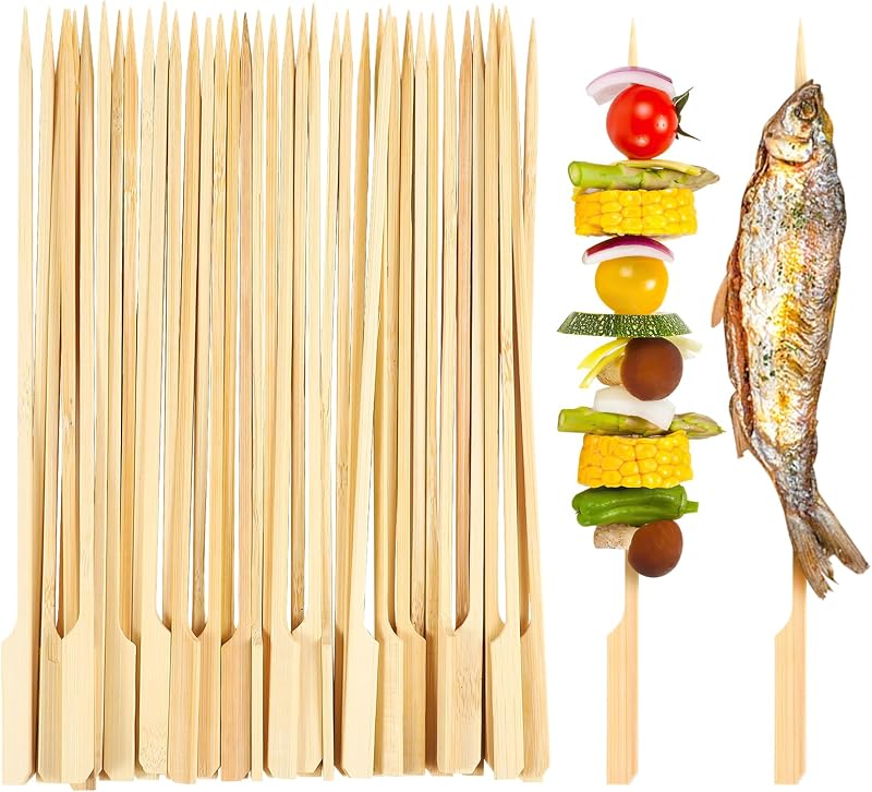 Lanjue 200 Pieces Bamboo Paddle Skewers 25CM Flat Burger Sticks