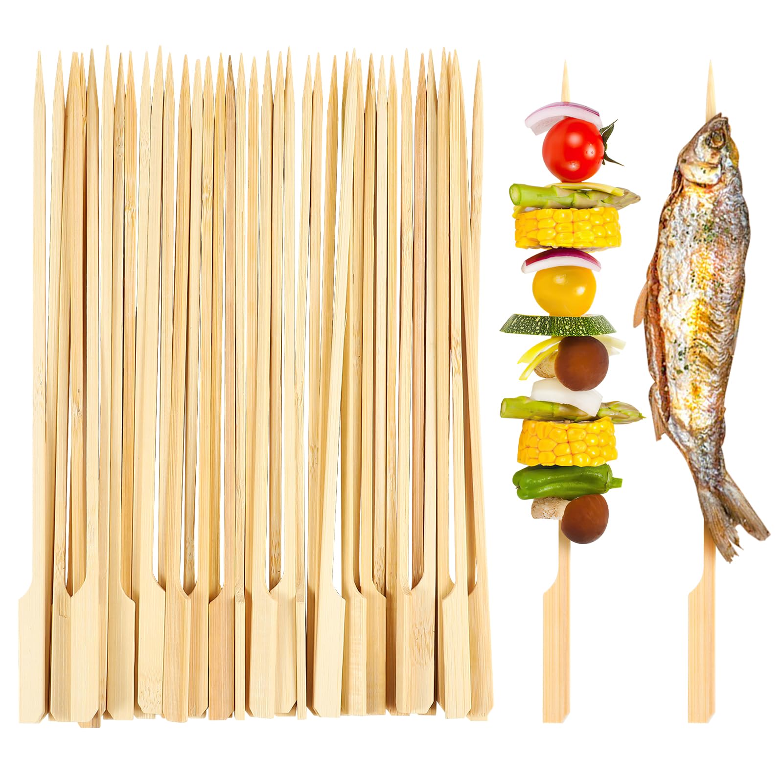 Lanjue 200 Pieces Bamboo Paddle Skewers 25CM, Flat Burgers Sticks Children Kids Wooden Fruits Picks Cocktail Barbecue Kebabs Buffets Party Fountain Fondue Stick Holders — image 1