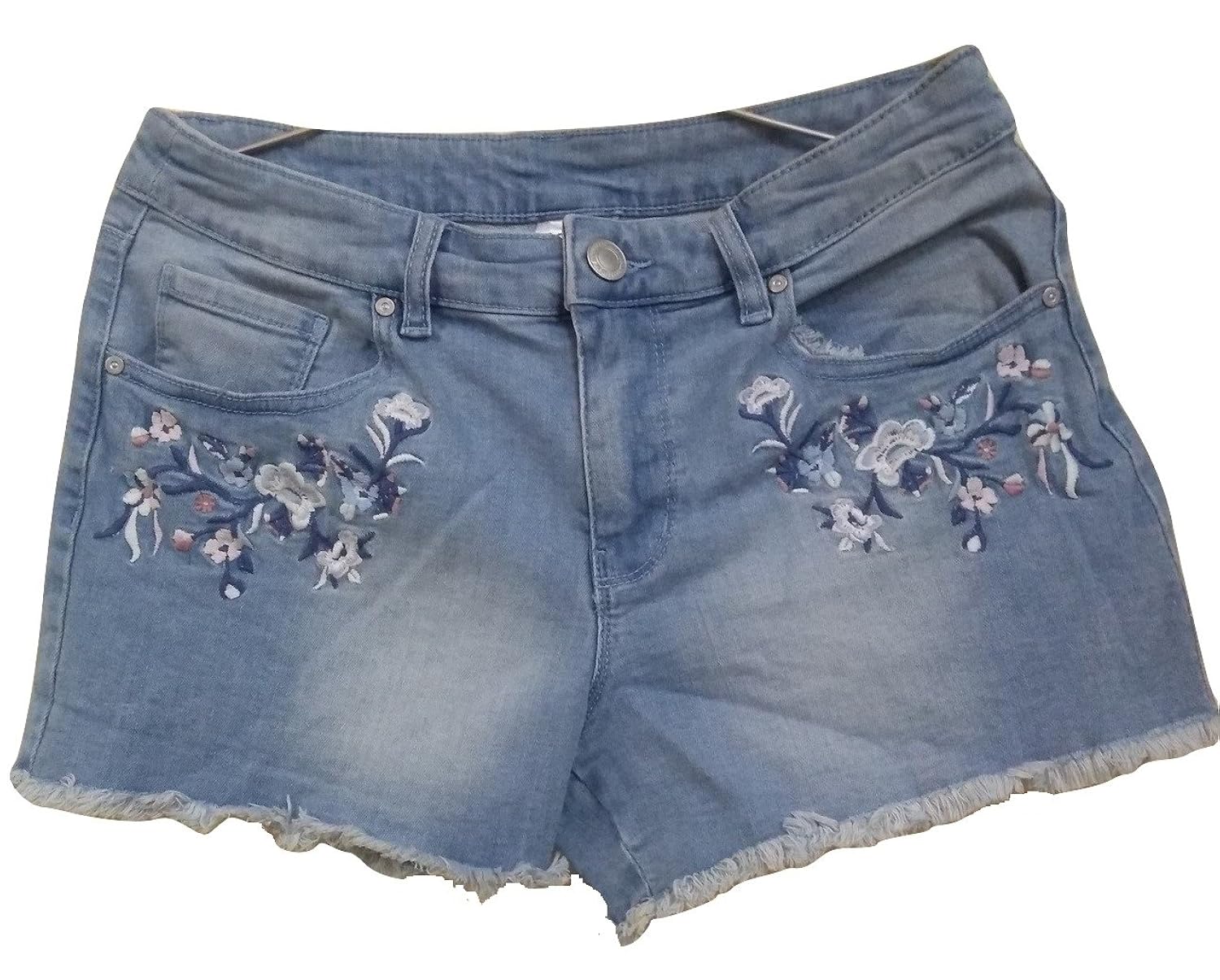 timbre denim shorts for women with embroidery blue