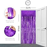 OWill Purple Metallic Tinsel Curtains 2 Sets 3ft x 8.3ft Backdrop Decor view 4