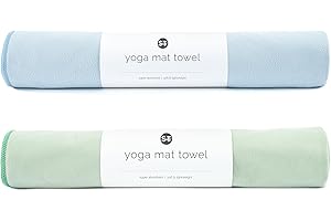 S&T INC. Yoga Mat Towel, Quick Dry Towel, Soft and Absorbent for Gym, Pilates, and Hot Yoga Mat, 2 Pack, 26.5 inches x 72 inches, Microfiber, Blue & Sage Green