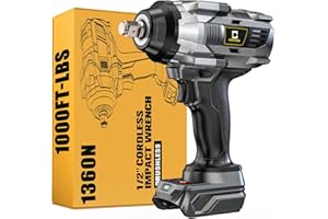 CERYCOSE Cordless Impact Wrench 1/2 inch Compatible with Dewalt Battery, 1000FT-LBS (1360N.m) Brushless Electric Impact Gun Includes LED Work Light, 2100RPM High Torque Impact Driver, Bare Tool Only