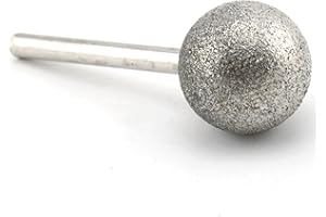 JINGLING 30mm 1-3/16 inch Spherical Head Diamond Grinding Bits Round Ball Bit Sphere Rotary Burr Grit 80 Stone Carving Tools 1/4" Shaft Attachment for Bosch, DeWalt, Makita