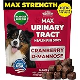 Mighty Petz MAX Cranberry for Dog UTI Treatment - MAX Strength Cranberry Supplement for Dogs + D-Mannose. Bladder Control for Dogs. Urinary Tract Care &amp; Kidney Support Chews