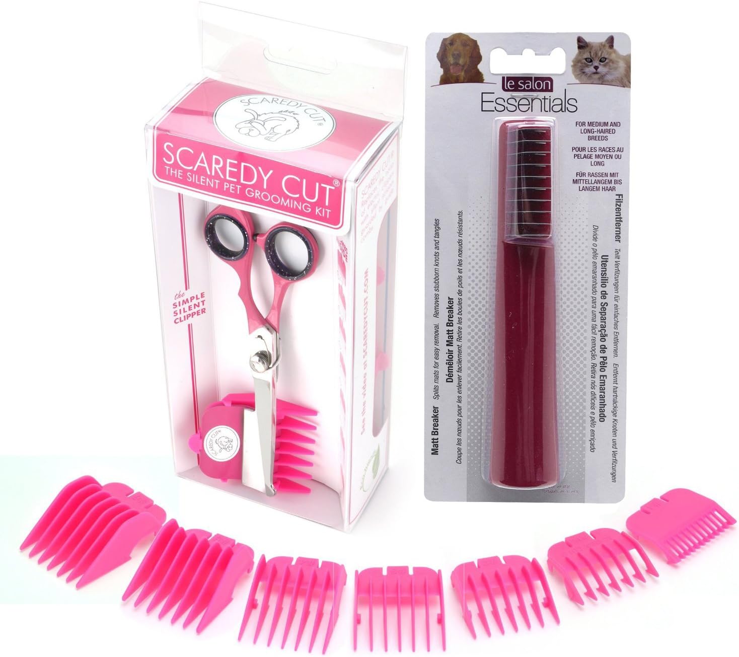 Scaredy Cut Silent Pet Clipper in Pink with Le Salon Mat Breaker