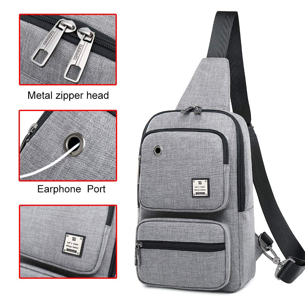 Sling Bag, Sling Backpack Outdoor Crossbody Chest Pack Bag Multipurpose Daypack (1808#Grey)