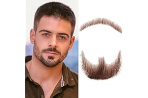 CLIONE Fake Goatee Costume Facial Hair Realistic Beard Mustache with Adhesive Human Hair Lace Beard for Halloween Christmas Party (brown)