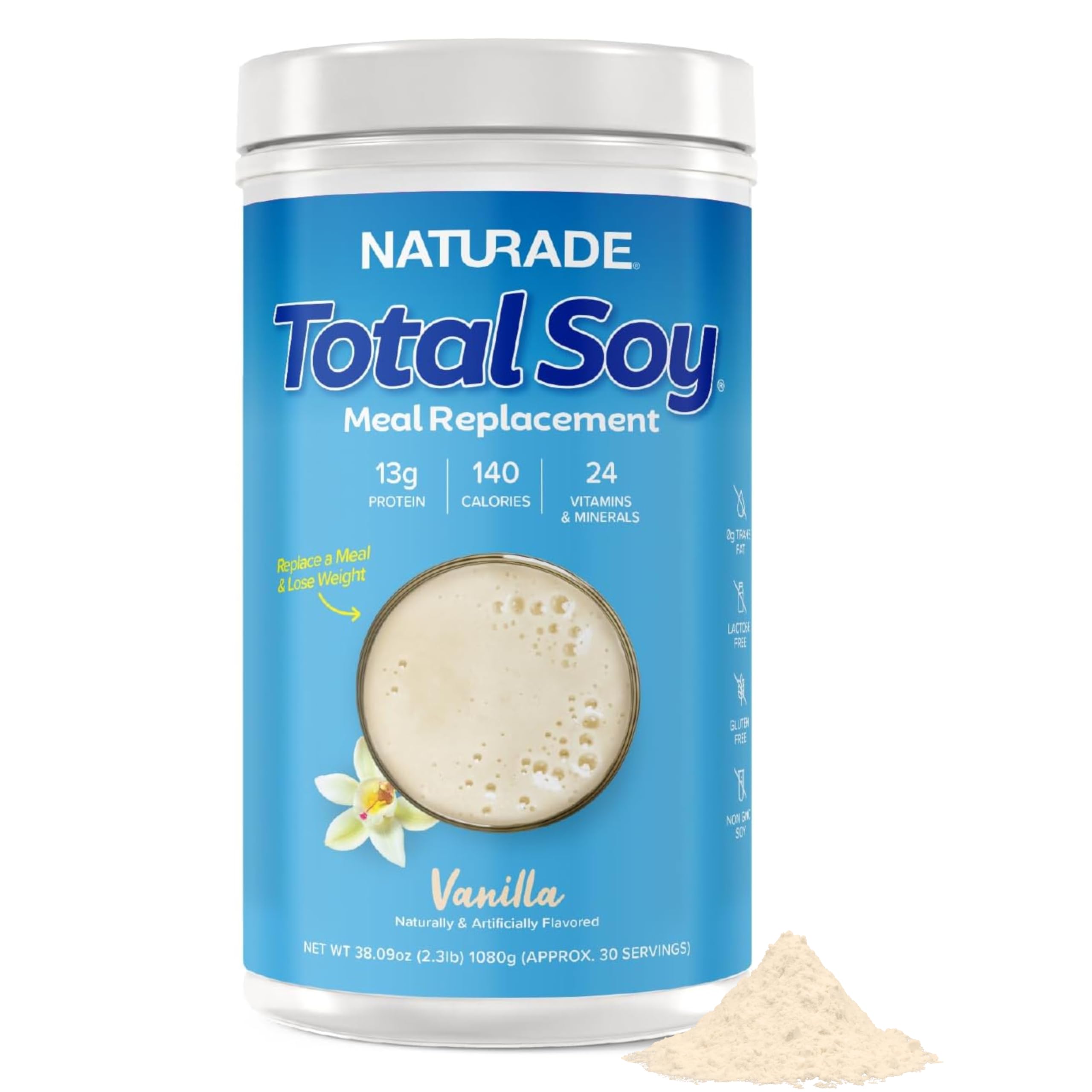 Total Soy Plant-Based Meal Replacement Powder | 13g Complete Soy Protein, Low Carb, Low Sugar | Supports Hormonal Balance, Healthy Blood Sugar & Weight Management | Vanilla, Vegan Image