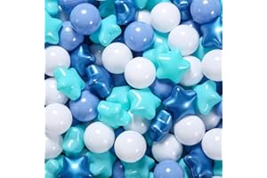 STARBOLO Ball Pit Balls for Ball Pits - 200 Pcs Blue Star and Round Balls Crush Proof Plastic Children's Toy Balls Stars for Birthday Party Pool Indoor Outdoor