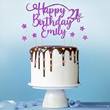 Cakeshop Personalised Happy Birthday Glitter Cake Topper Purple Name & Age view 3