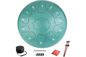 WETPUOREK Steel Tongue Drum - 12-Inch 13-Notes Tongue Drum, C Major Outdoor Rain Drum with Music Book, Handpan Drums Mallets and Carry Bag (Green)