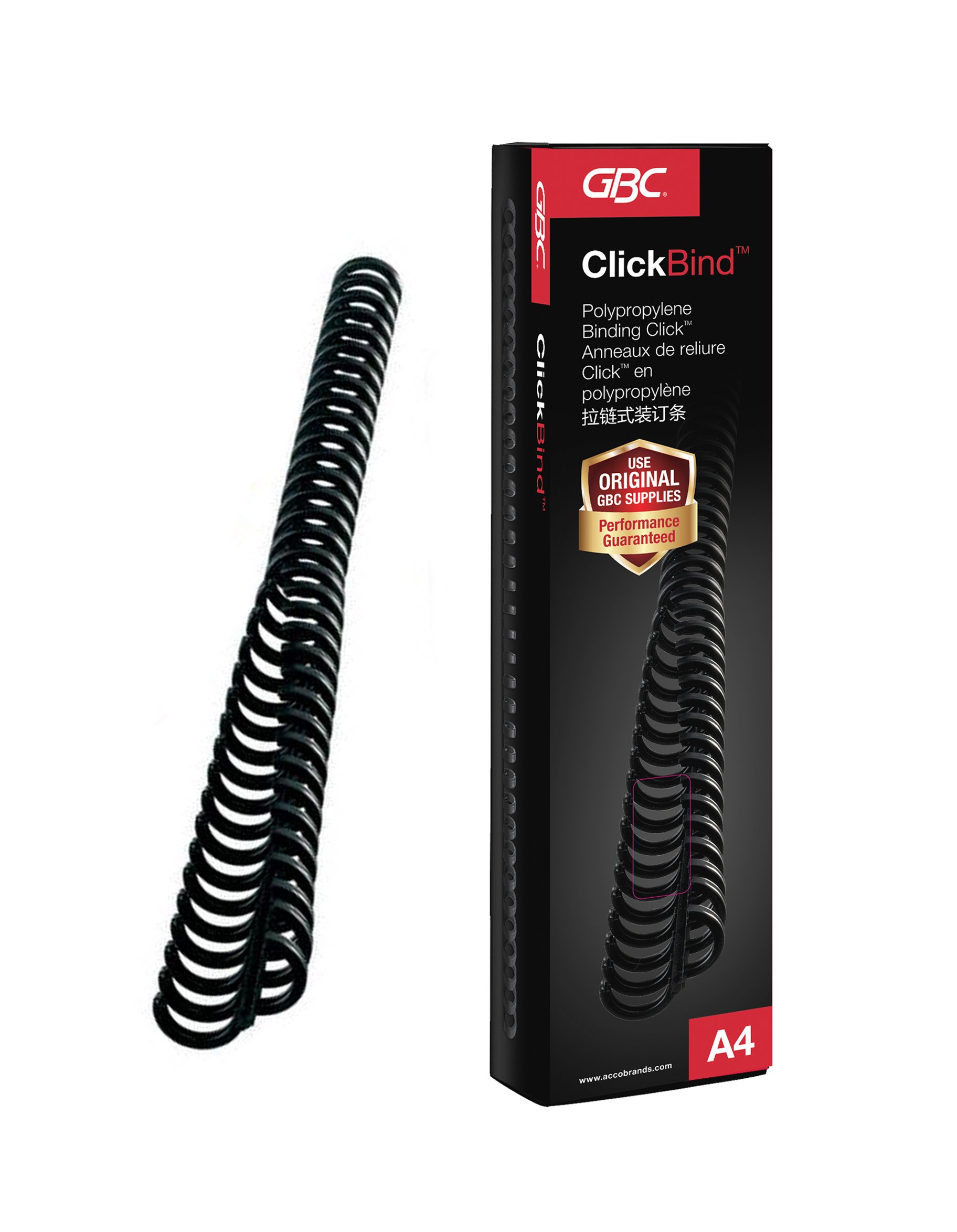 GBC 388019E ClickBind Binding Combs, 8mm, Up to 45 Sheets, A4, 34 Rings, Black