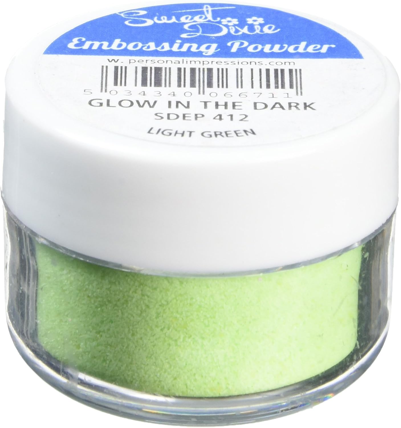 Sweet Dixie Embossing Powder Glow in the Dark-Light Green, Synthetic Material, 4 x 4 x 3 cm, Glow in the Dark/Light Green
