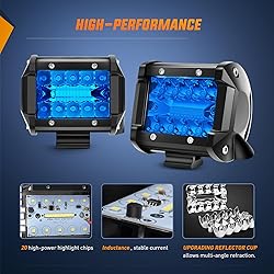 Nilight 4" LED Light Pod Blue Triple Row 2PCS 60W