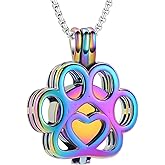 Oinsi Pet Cremation Jewelry For Ashes For Dog/Cat Paw Stainless Steel Memorial Locket Urn Necklace Inside Mini Case Keepsake Cremation Jewelry Women Men