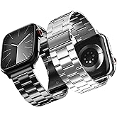 2-Pack Compatible for Apple Watch Band 49mm 46mm 45mm 44mm 42mm, Stainless Steel Replacement Strap Metal Bands for iWatch Ultra 3/2/1 Series 11/10/9/8/7/6/5/4/3/2/1/SE/SE2/SE3 Women Men,Black+Silver