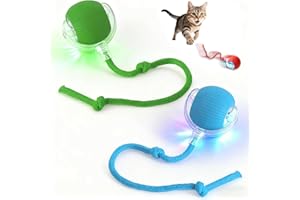 Cat Toy, Pounce Pal Cat Toy, 2 Pack Interactive Cat Toy Ball, USB Rechargeable Rolling Ball with Tail, 360° Automatic Motion 