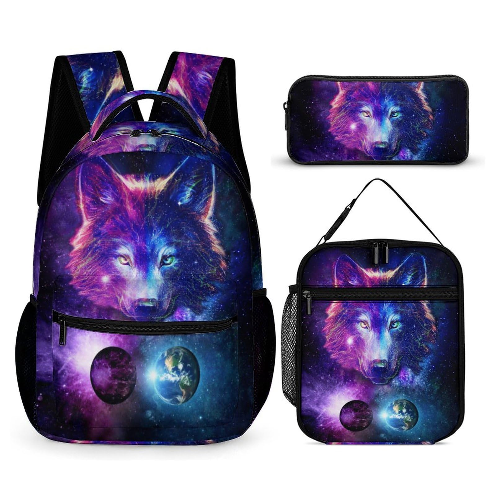 Photo 1 of ***MISSING PARTS***
Fekroma Colorful Multi Pocket Backpack Set School Bookbag with Lunch Bag Lightweight Pencil Case Pouch Bag (Galaxy Wolf, One Size)