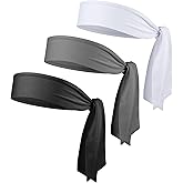 Mabor 3-Pack Ninja Headbands for Women & Men, Adjustable Sports Sweat Wicking Headbands for Running, Basketball, Tennis