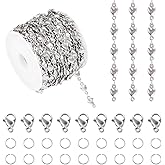 Pandahall 16.14 Ft Stainless Steel Heart Link Chains Metal Solid Heart Jewelry Chains with Jump Rings Lobster Claw Clasps for Bracelet Necklace Jewelry Making