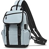 SUIKIHUM Mini Backpack for Women Men, Convertible Anti Theft Sling Bag with USB Charge Port, Lightweight One Strap Casual Pack for Travel (Blue Gray)