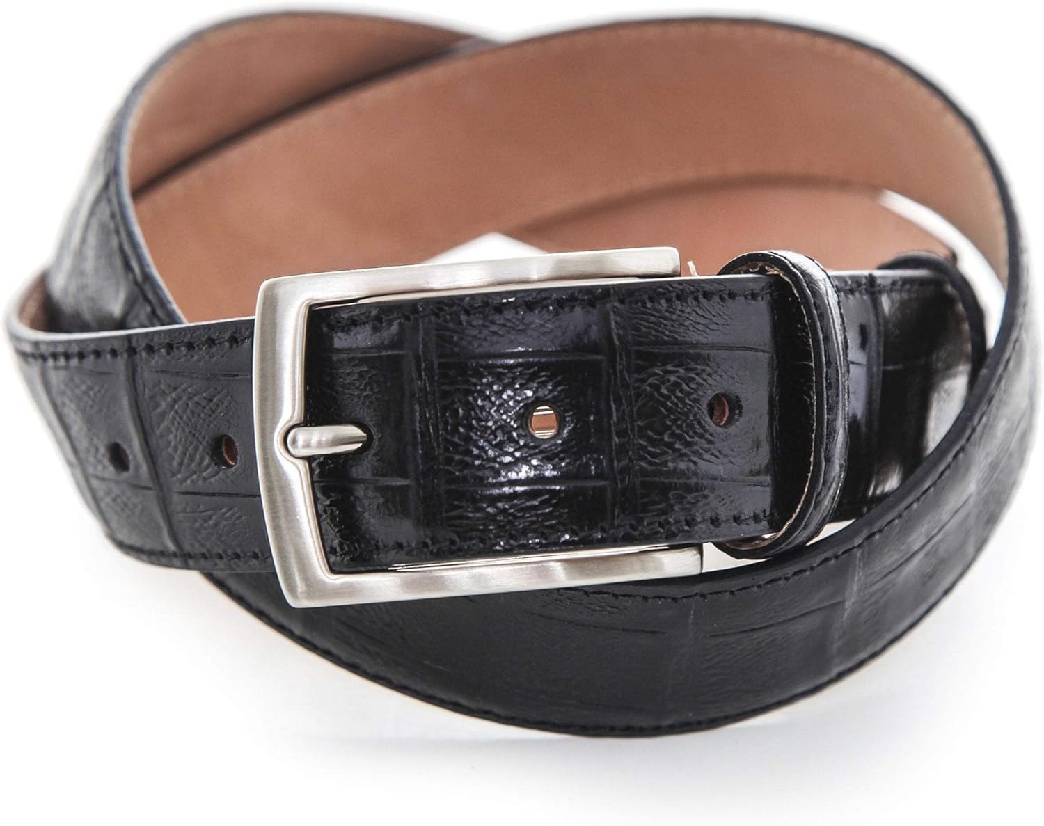 Download Robert Charles Men's Leather Mock Croc Belt 35mm Black at ...