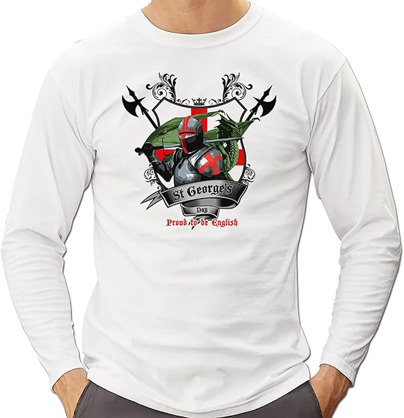 St Day Long Sleeve T Shirts Knight & Dragon Shield St T