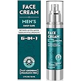 6-in-1 Face Cream for Men: Hydrating Water Based Men Face Moisturizer with Retinol, Collagen, Sodium Hyaluronate - Mens Anti Aging Face Cream for Day and Night Use