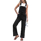 luvamia Jean Overalls for Women Straight Wide Leg Baggy Stretchy Denim Bib Adjustable Strap Casual Jumpsuit Loose Fit