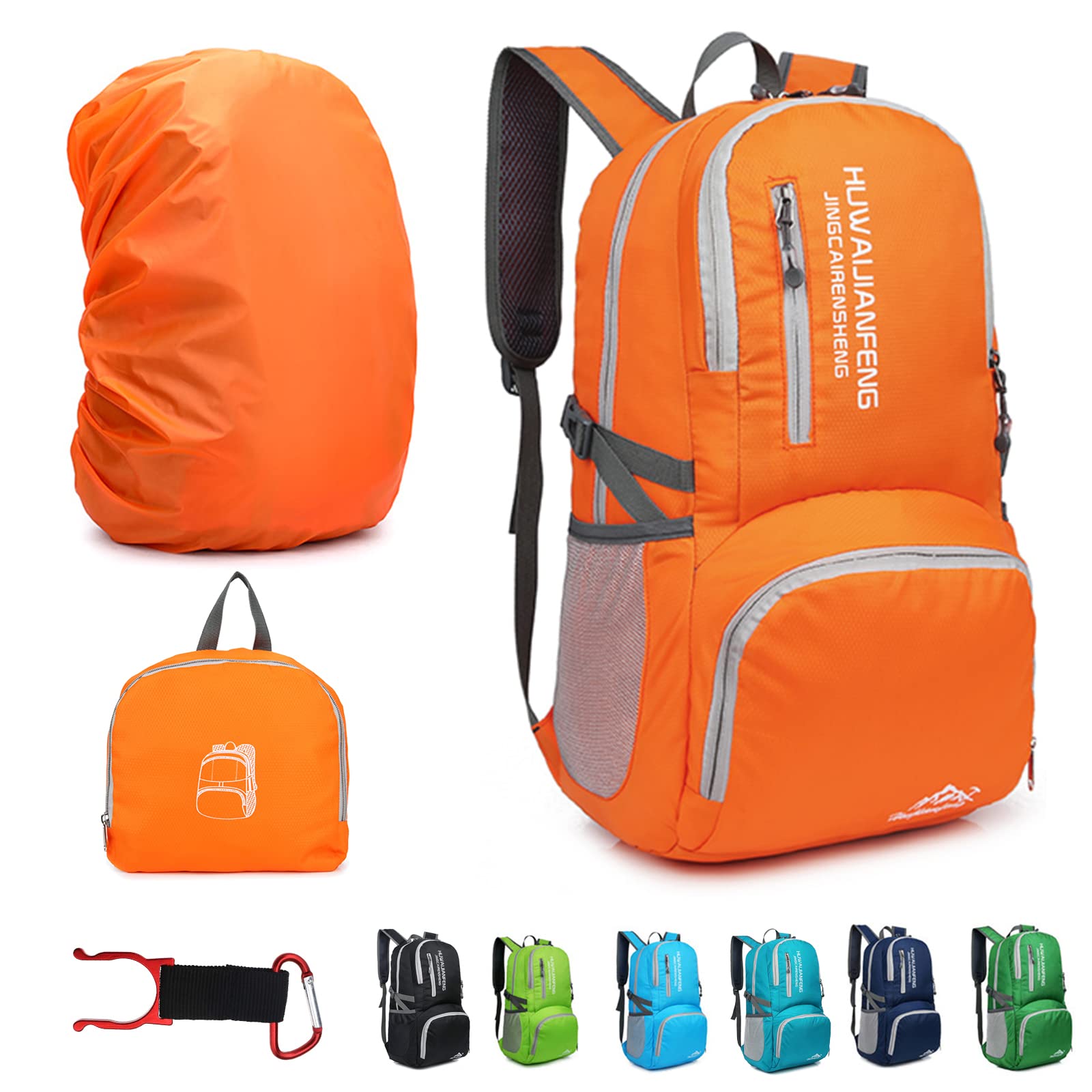 Lywencom Hiking Backpack,30l sporty lightweight folding waterproof ultralight backpack for outdoor camping picnic hiking (Orange) — image 1