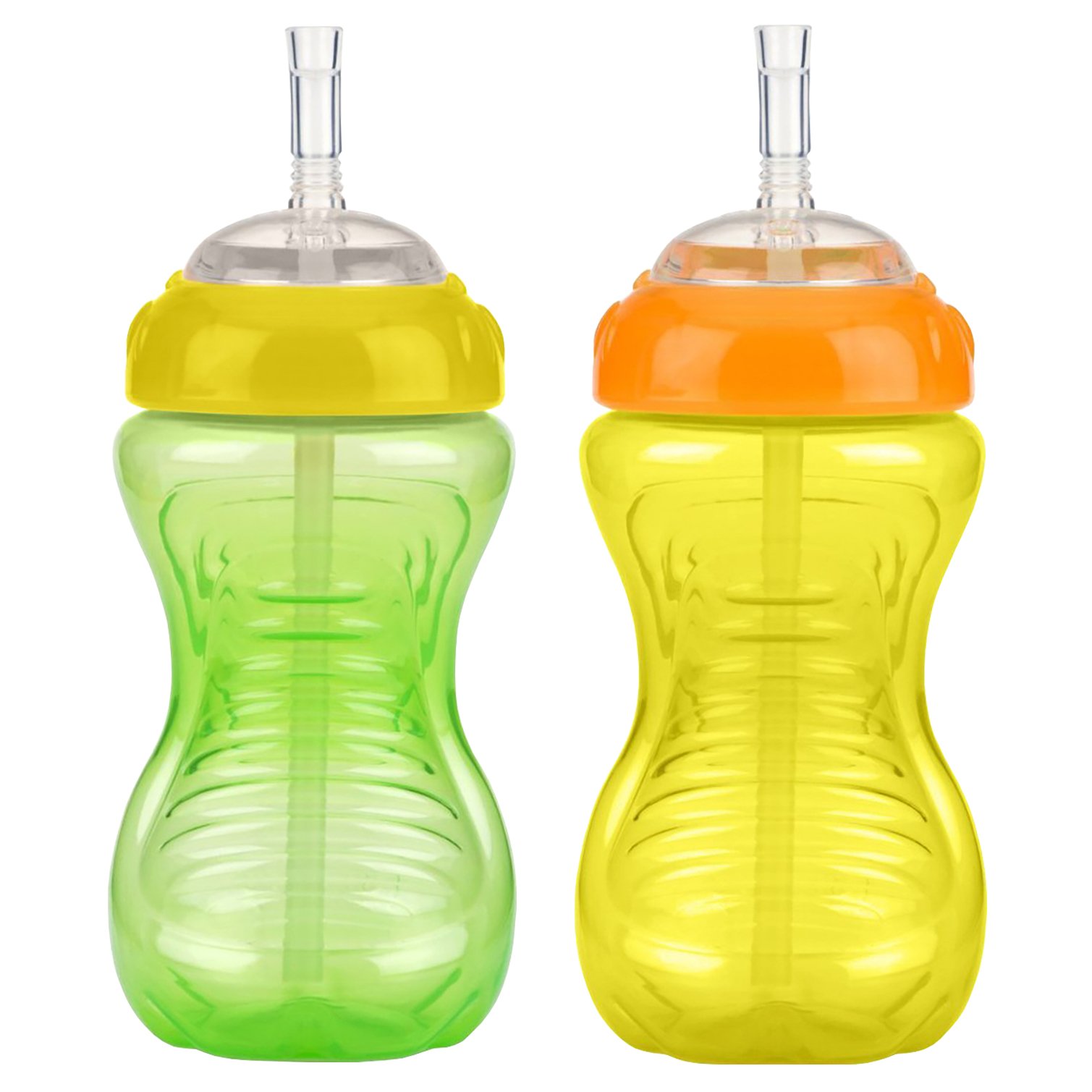 Nuby 2-Pack 10-oz No-Spill Flexi Straw Cup (Green/Yellow)