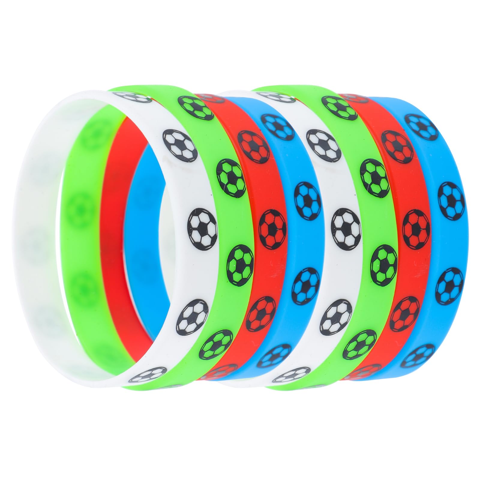 BESPORTBLE 8Pcs Silicone Soccer Wristbands, Rubber Bracelet Sports Fan Silicone Wristbands Football Hand Rings Fashion Sports Accessories