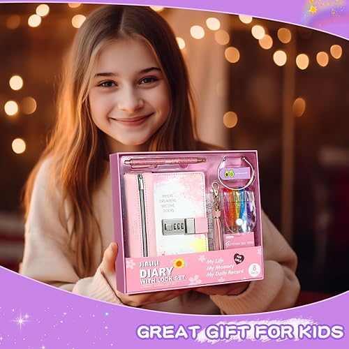 Diary with Lock for Girls, Birthday Gift Ideas for 8, 9, 10, 11