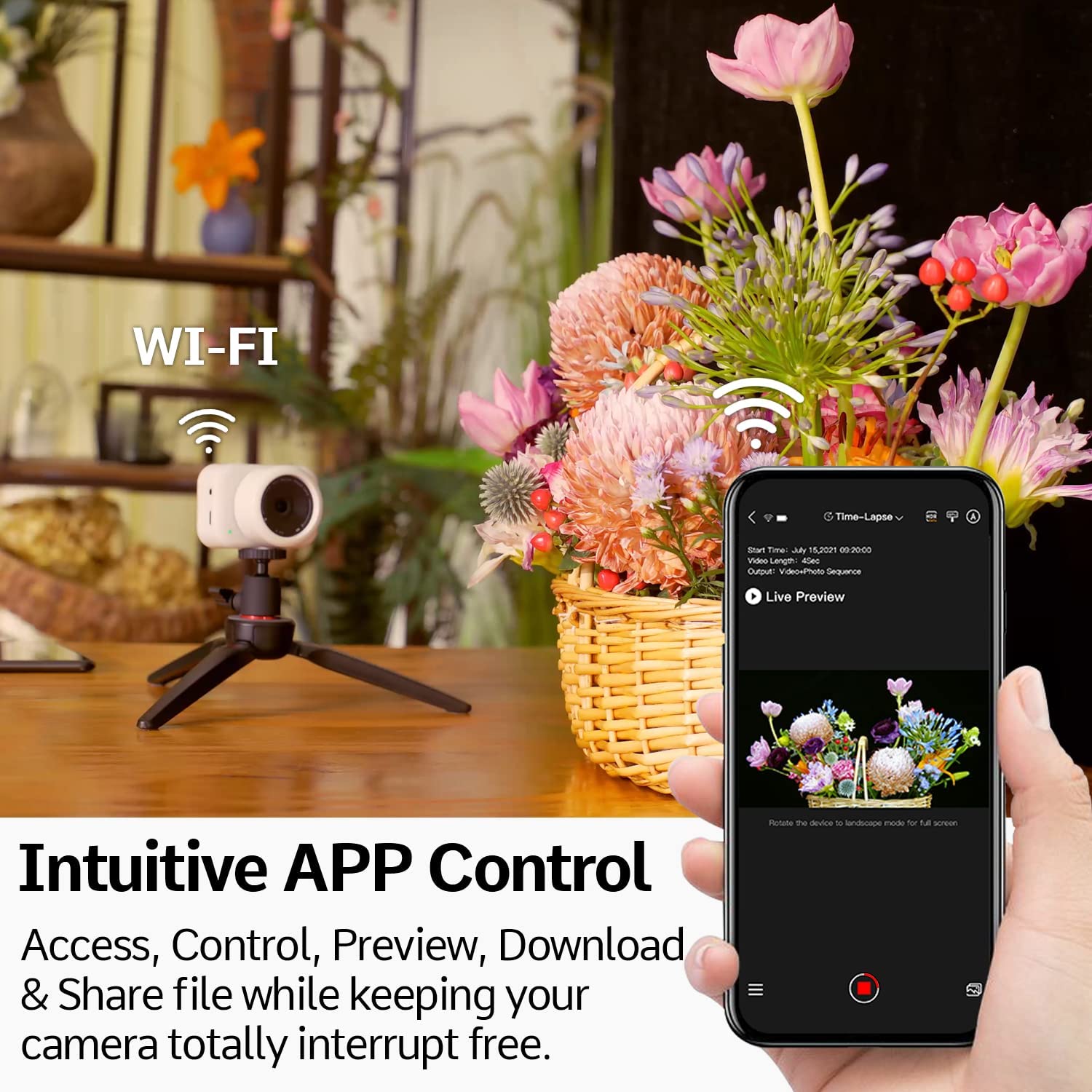 ATLI 1080P Time Lapse Camera WiFi HDR APP Control Realtime Preview Timing Shooting Manual Focus