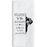 TNUW Funny Black Labrador Retriever Hand Towels 16x24 Inch, Black Labrador Retriever Gifts for Women Decorative Hand Towels for Bathroom Washroom Decor, Funny Dog Bathroom Decor