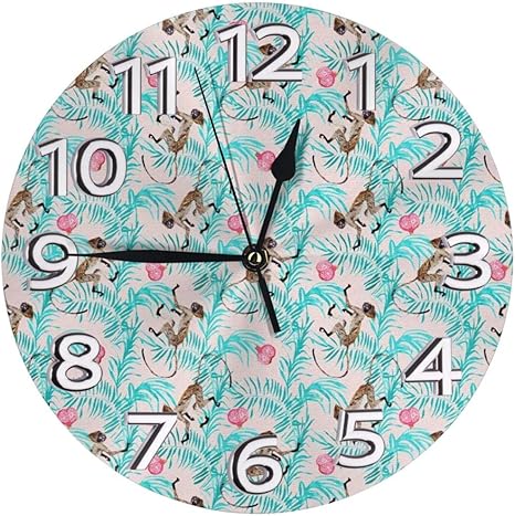 Amazon Co Jp 掛け時計 壁掛け時計 かわいい猿 かけ時計 おしゃれ 耐久性 静音 音無し シンプル デザイン 連続秒針 電池式 直径25cm 寝室 部屋装飾 オフィス 丸形 時計 ホーム キッチン