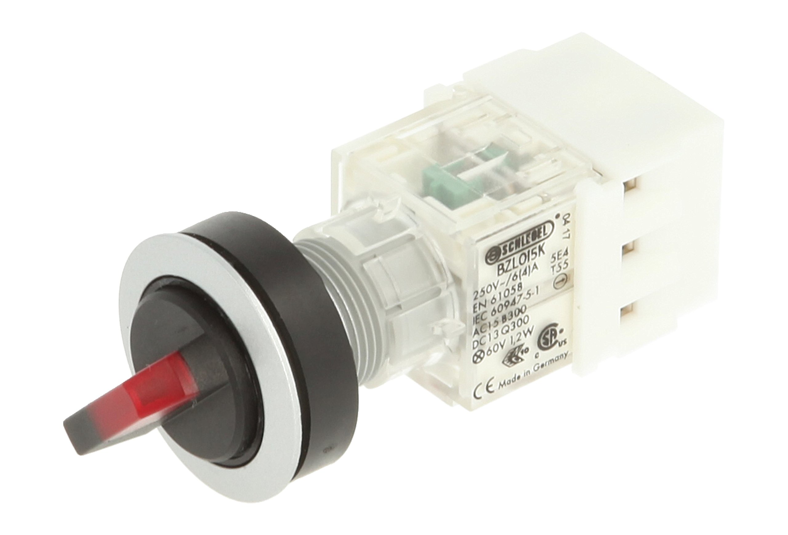 selector, rastend, Club 23.001.138 2 Positions Momentary Contact Transmitter 1 Closer + 1 opener with Bulb Socket t5,5 K LED 24 V, SCREW TERMINAL, RED/SILVER (Pack of 2)