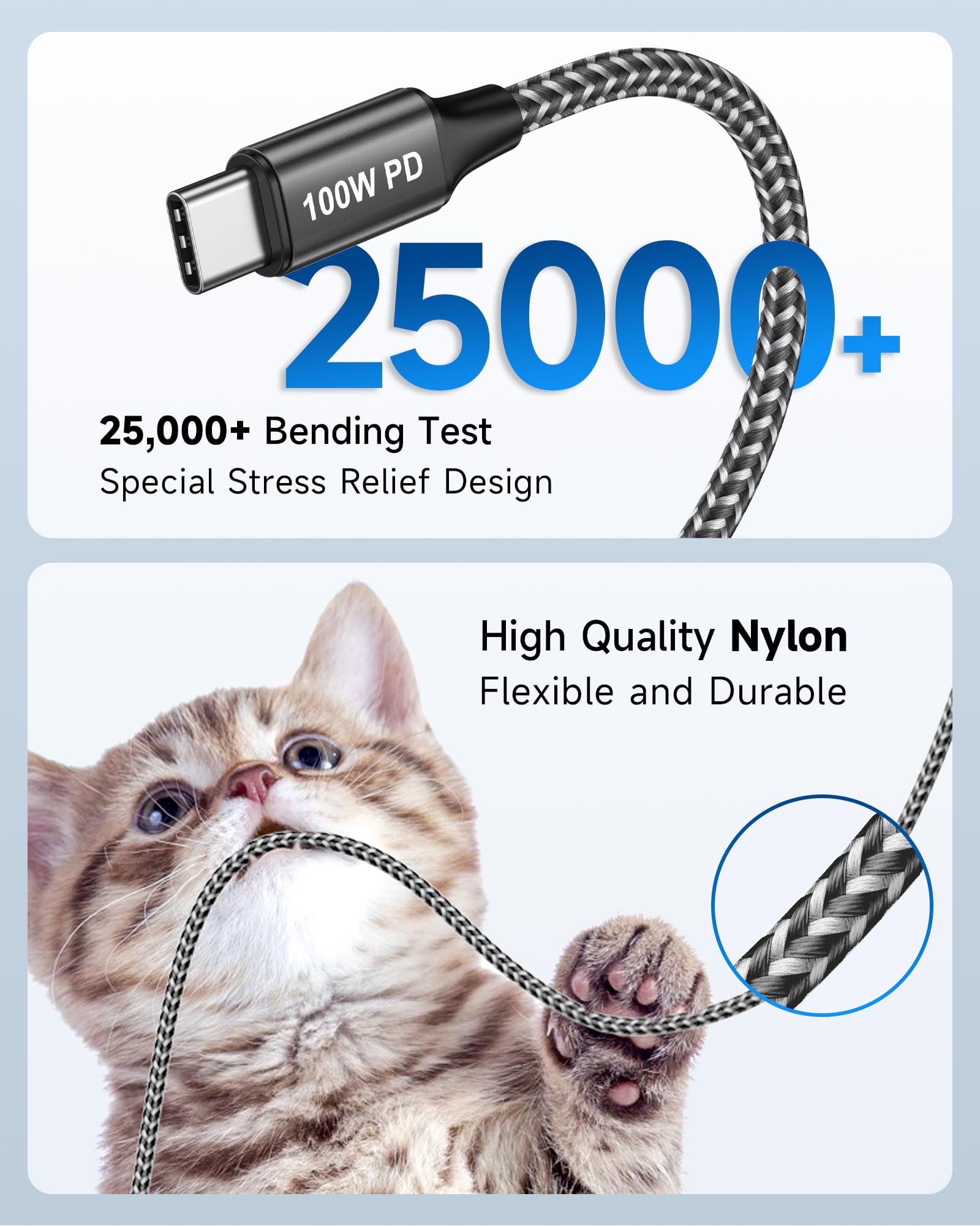 RAVIAD USB C Kabel Lange [2 Stück 3m], 100W Ladekabel USB C PD 3.0 5