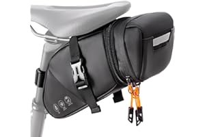 AUTOWT Bike Saddle Bag, Waterproof Bike Seat Bag Expandable to 2L, Reflective Under Seat Bicycle Pack Tool Accessories Storag