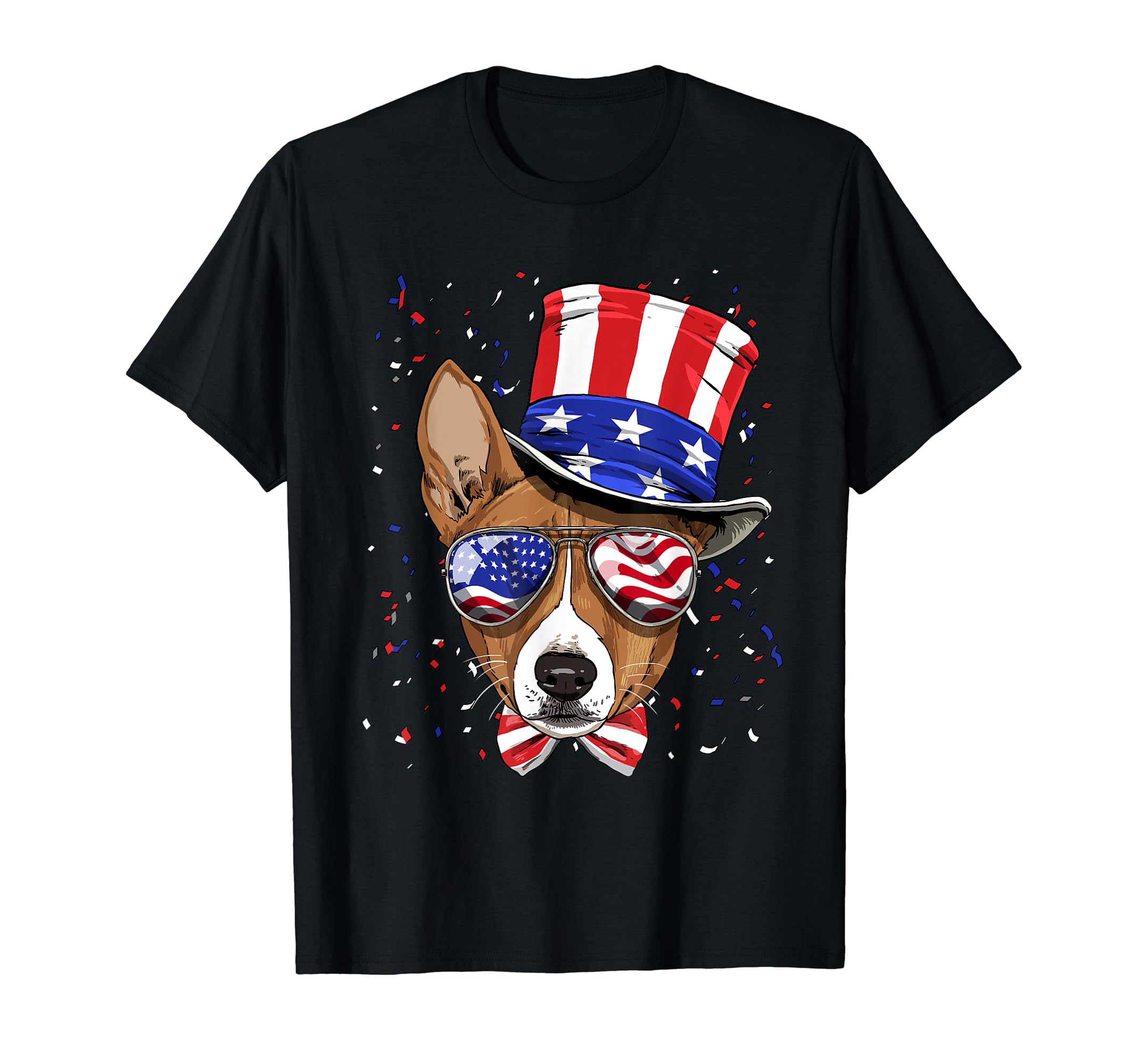 Basenji 4th of July American Dog USA Flag T-Shirt
