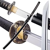 CANGDT Katana Sword, Handmade Samurai Sword 9260 Spring Steel - Plum Blossom Design, Full Tang & Clay Tempered - Ideal for Training, Practice, Collection & Gift Giving