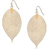 Humble Chic Big Filigree Leaf Earrings for Women - Lightweight Cutout Oversized Drop Dangles - Boho Silver Earrings for Women, Vintage-Style Dangling Drops in Large 3.5" Inch Long, Silver Tone Plated