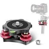 NEEWER Tripod Head Leveling Base Camera Leveler 3 Axis Tri Wheel Head | Aircraft Grade Aluminum Alloy, 3/8" Thread, -5&deg; Precise Angle Adjustment, for Macro Panoramic Photography