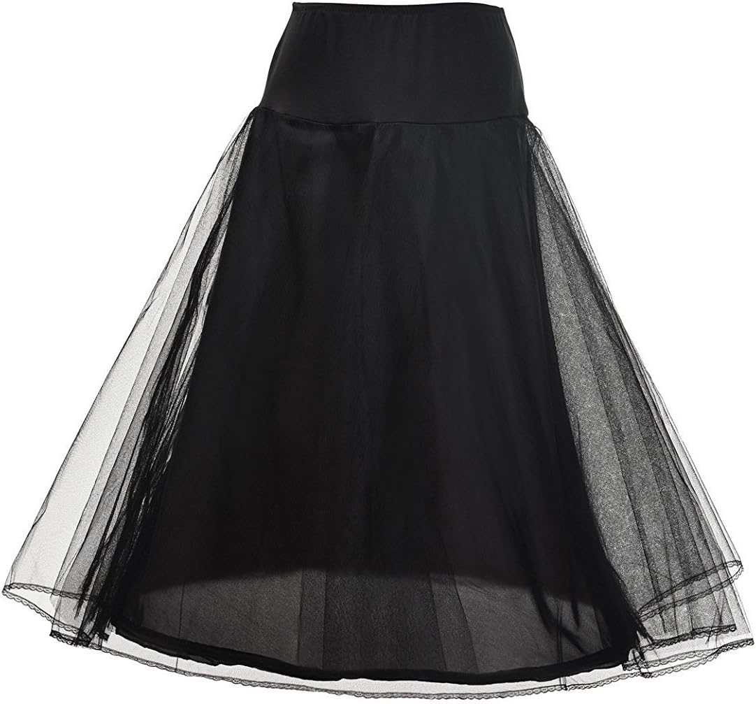 DYS Women's Full Length Petticoat Slips Bridal Tulle Lace Crinoline Underskirt