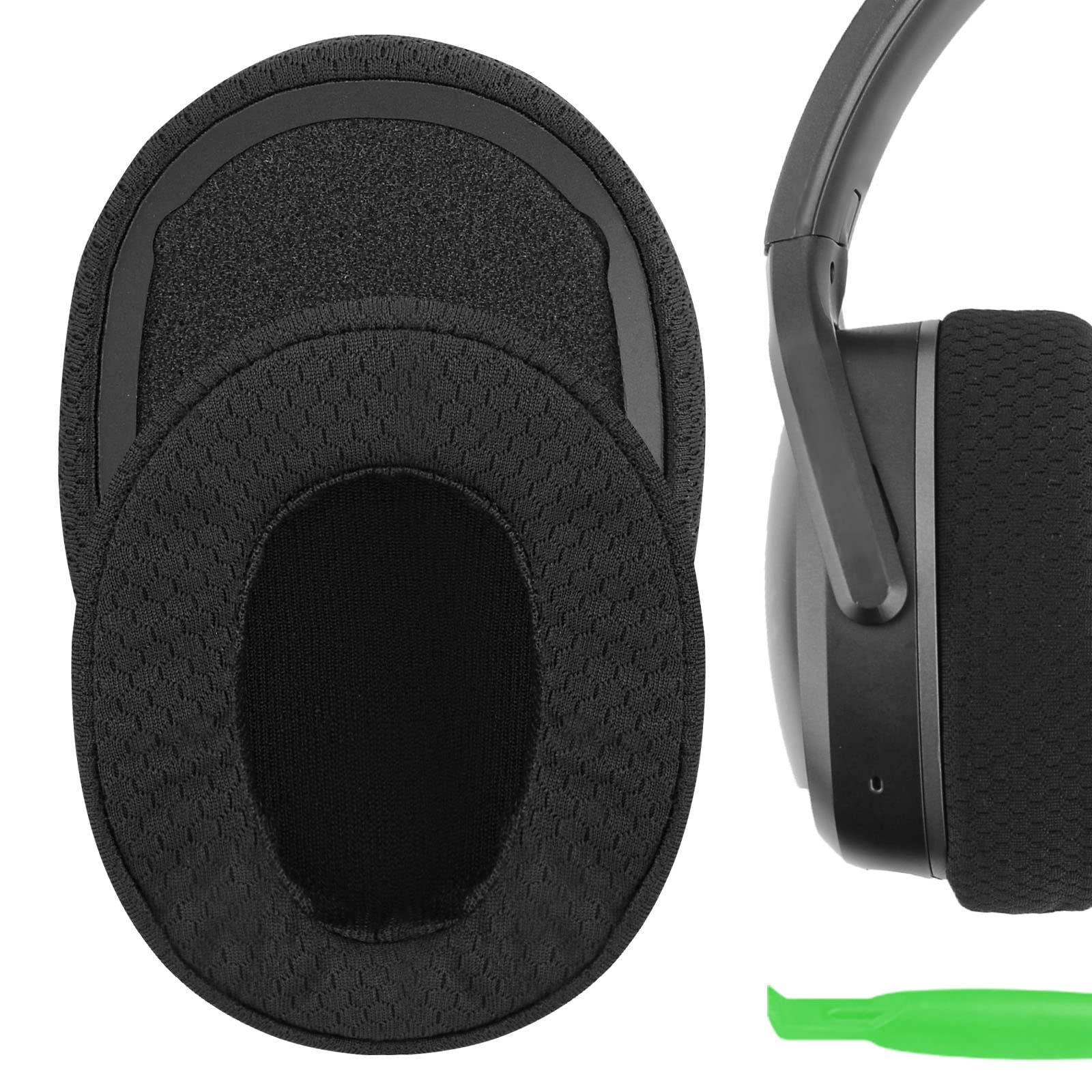 Geekria Comfort Mesh Fabric Ear Replacement Pads for Skullcandy Crusher Wireless/Crusher EVO/Crusher ANC, Hesh 3/ Hesh EVO/Hesh ANC, VenueANC Headphones, with Video Guide (Black)
