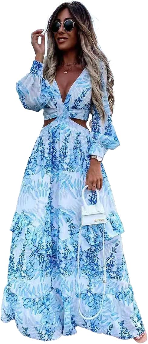 bohemian ruffle maxi dress