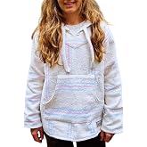 Baja Hoodie for Women Mexican Drug Rug | Soft Brushed Inside, Not Itchy | Cute Boho Hippie Sweater | Jerga Poncho Pullover | Relaxed Oversized Fit | Sizes S to 3XL